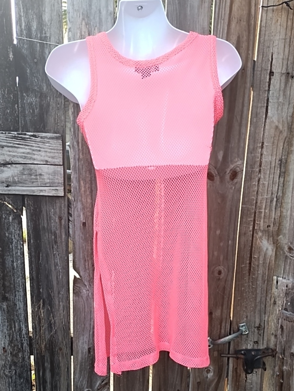 Neon Coral Mesh Tank Top (S) - Picture 5 of 10